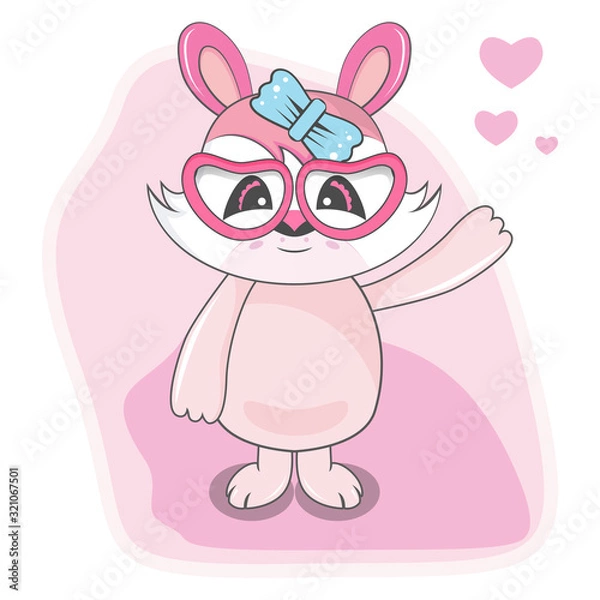 Fototapeta Vector Illustration of cute cartoon bunny girl design background