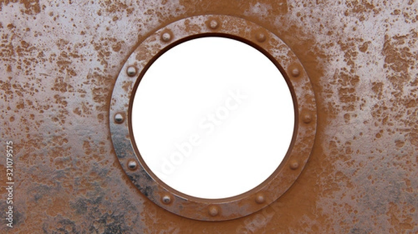 Obraz Round rusty metal frame isolated on the white