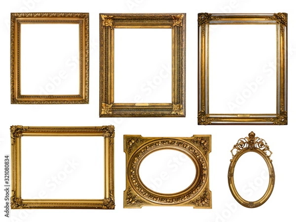 Obraz Collection of wooden frames isolated on white