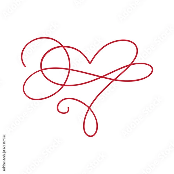 Fototapeta Heart love logo with Infinity sign. Design flourish element for valentine card. Vector illustration. Romantic symbol wedding. Template for t shirt, banner, poster