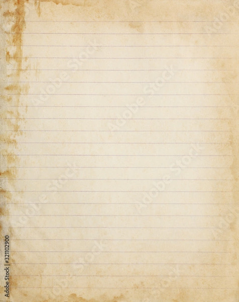 Obraz Aged lined copybook paper page