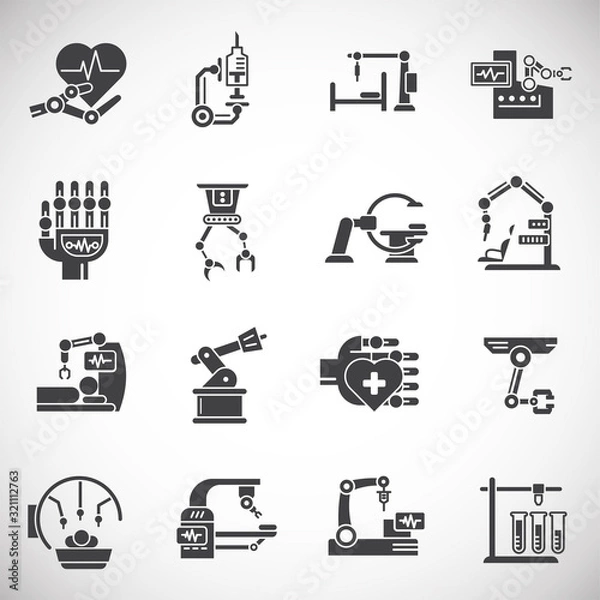 Fototapeta Robotic surgery related icons set on background for graphic and web design. Creative illustration concept symbol for web or mobile app