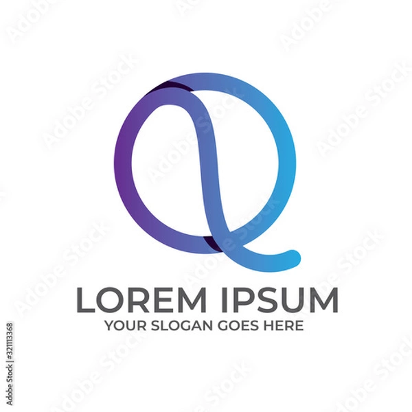 Obraz Gradient Q letter with technology logo template vector eps