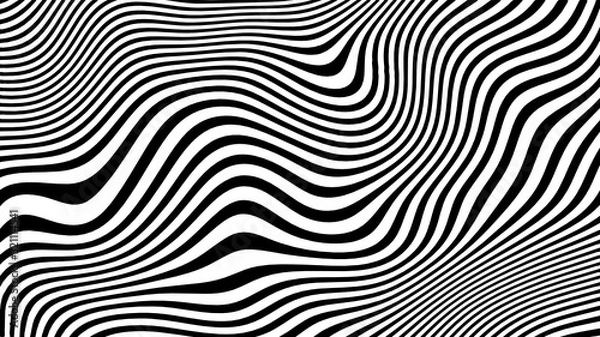Obraz Vector - Diagonal black and white curved wave lines.Optical illusion.