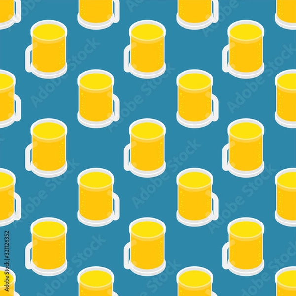 Fototapeta Mug of beer pattern seamless. alcohol background. vector texture