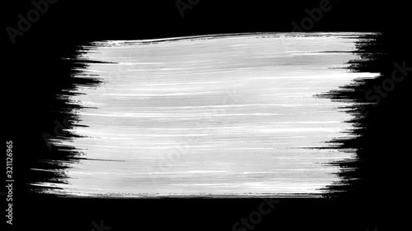 Obraz Single paint brush stroke black and white alpha background texture element