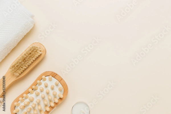 Fototapeta spa and personal care objects on one side of the picture