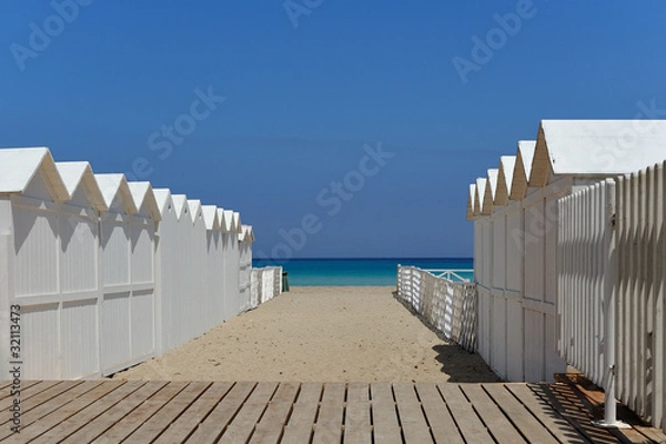 Obraz Spiaggia con cabine bianche