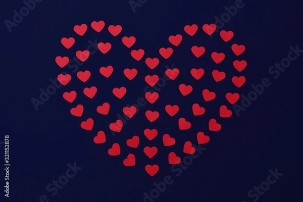 Fototapeta Heart background for a Valentine day card, with a space for text. Matrix with space for your creativity on a blue background.
