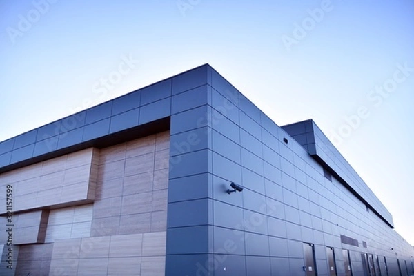 Fototapeta  Wall of a new building, real estate, special building without windows.