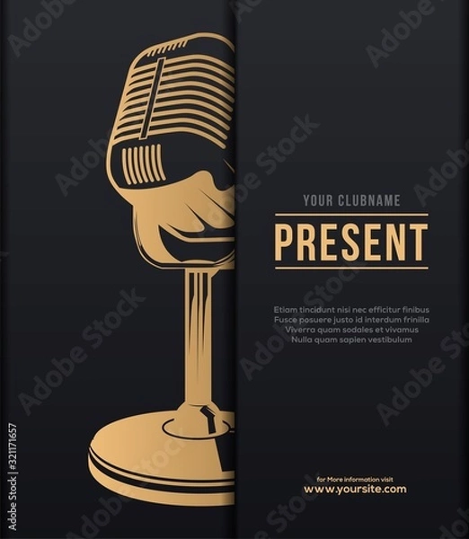 Fototapeta Illustration of elegant poster background template with microphone concept