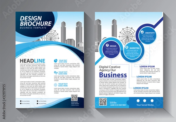 Obraz Business abstract vector template. Brochure design, cover modern layout, annual report, poster, flyer in A4 with colorful triangles, geometric shapes for tech, science, market with light background