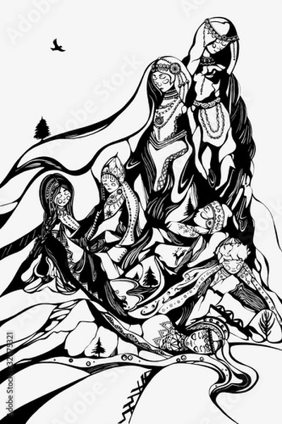 Obraz Girls turned into mountains