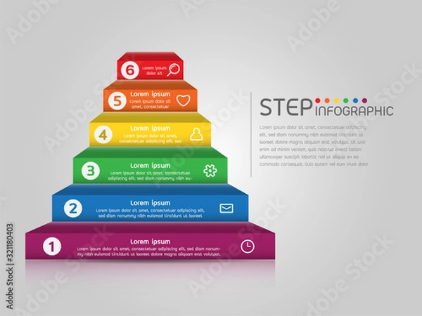 Fototapeta Pyramid shape elements of graph,diagram with steps,options,processes or workflow.