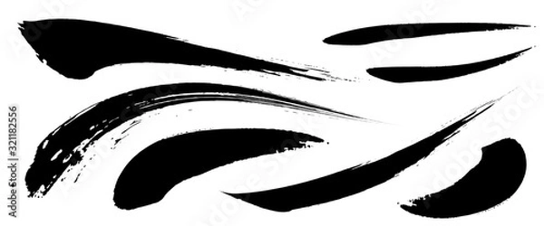 Fototapeta マスターアナログタッチ素材：筆の質感　墨　インク　筆模様　波模様	