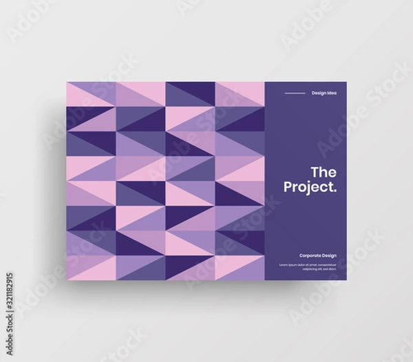 Fototapeta Creative business presentation vector A4 horizontal orientation front page mock up. Modern corporate report cover abstract geometric illustration design layout. Company identity brochure template.