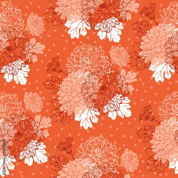 Obraz Seamless pattern with chrysanthemum