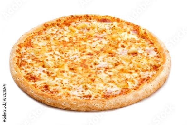 Obraz Fresh italian classic original pizza isolated on white background.