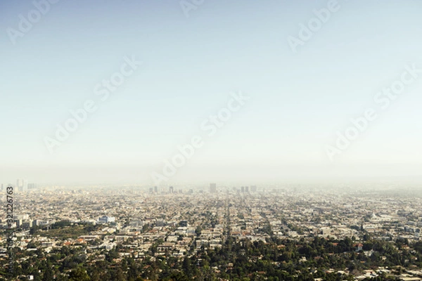Fototapeta Panoramic view of LA downtown and suburbs from the beautiful Griffith Observatory in Los Angeles