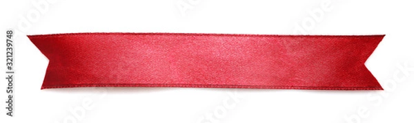 Obraz Shiny red satin ribbon isolated on white background