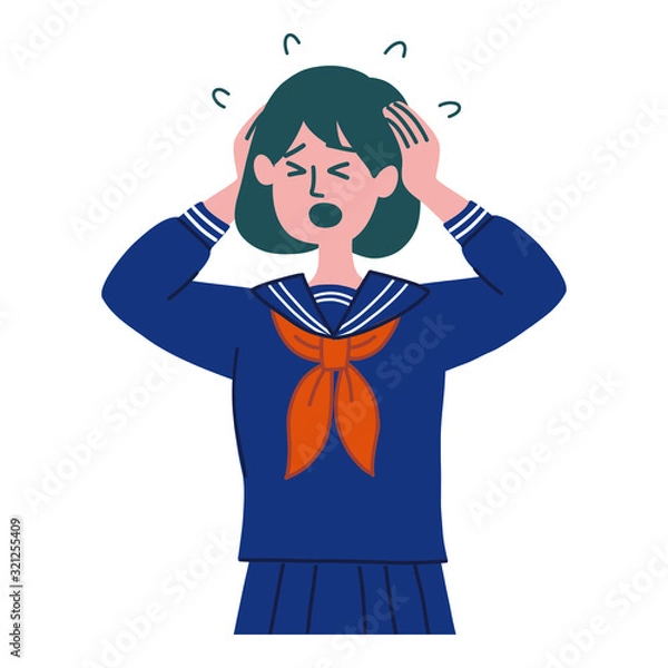 Fototapeta 学生　女の子　セーラー服　パニック