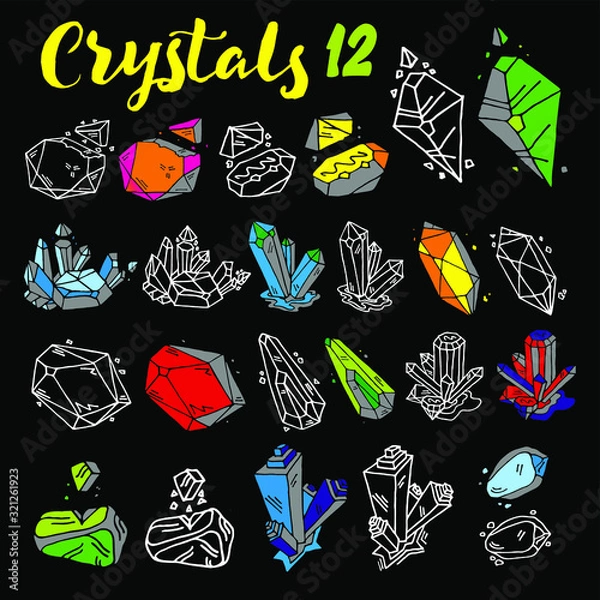 Obraz set of crystal patterns