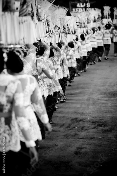 Fototapeta Sanur beach melasti ceremony 2015-03-18, Melasti is a Hindu Balinese purification ceremony and ritual, which according to Balinese calendar is held several days prior to the Nyepi holy day