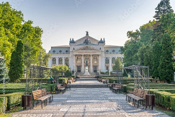 Fototapeta Iasi National Theatre in Iasi, Romania. The oldest national theatre and one of the most prestigious theatrical institutions in Romania. Iasi on a sunny summer day with blue sky