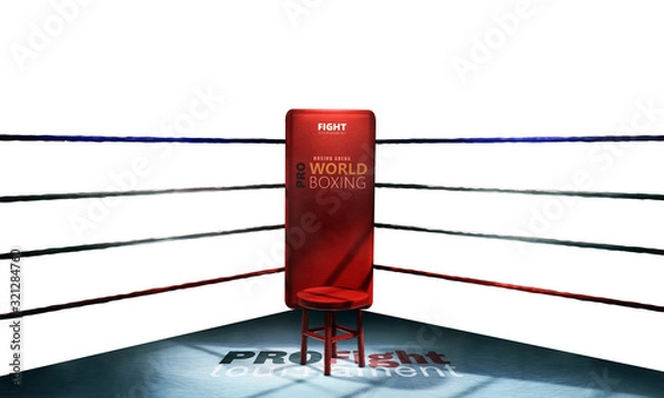 Fototapeta boxing ring 3d rendering isolation on a white background