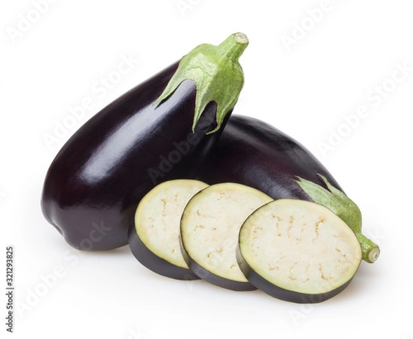 Fototapeta Eggplants isolated on white background with clipping path