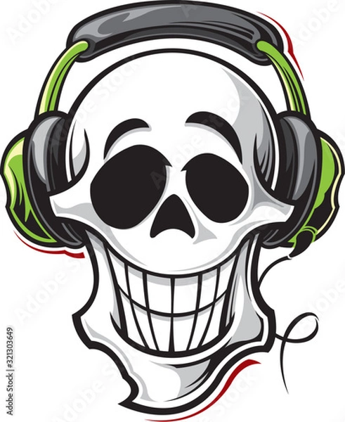 Fototapeta skull with headphones