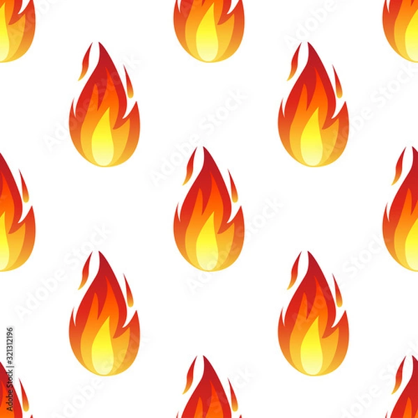 Obraz Seamless pattern with fire flames isolated on white background.