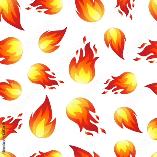 Obraz Seamless pattern with fire flames isolated on white background.