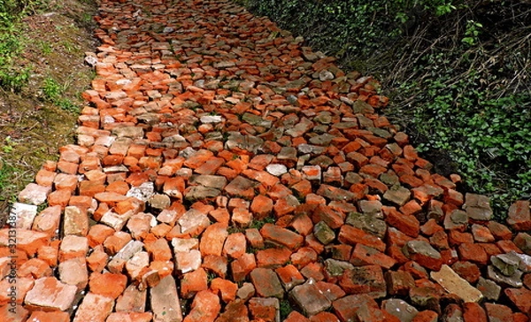 Obraz old bricks painting road