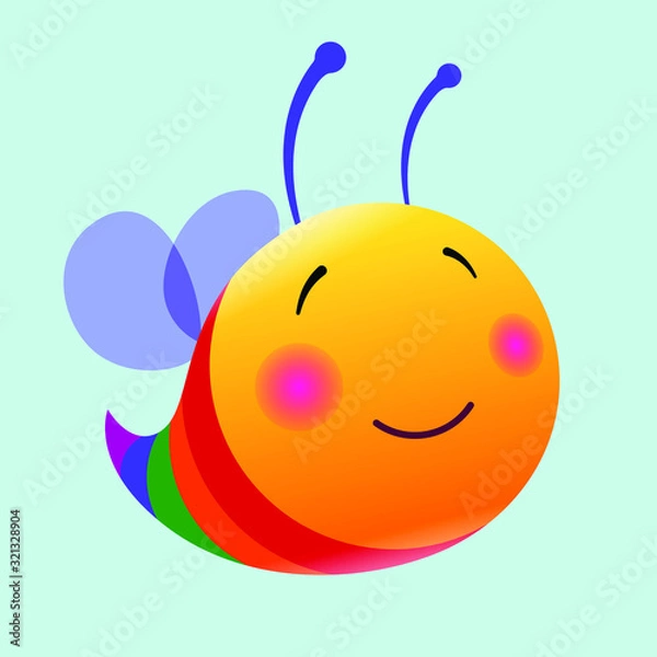 Obraz Happy rainbow bee flying while smiling