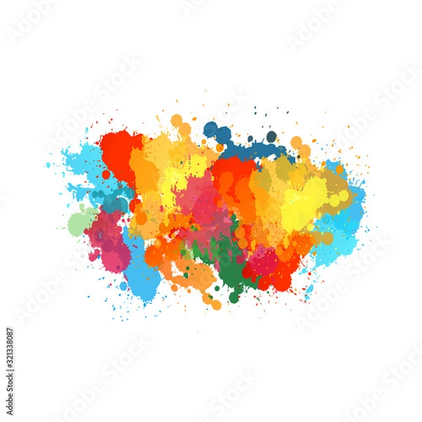 Fototapeta Vector watercolor. The colors of the rainbow, colorful vector watercolor splashes, drops and blot. watercolor splatter.