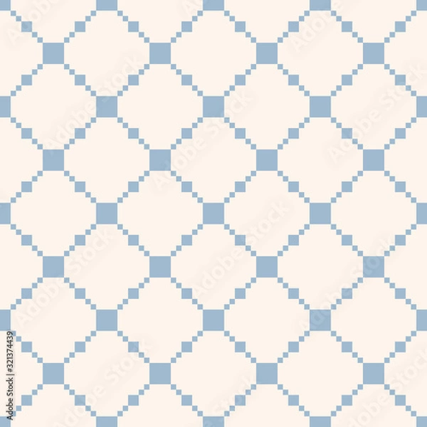 Fototapeta Vector square grid texture. Delicate light blue and white seamless pattern. Simple abstract minimal ornament with squares, net, mesh, grill, lattice. Subtle repeat background. Design for wallpapers