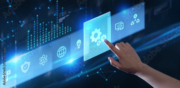 Obraz Business, Technology, Internet and network concept. Automation Software Technology Process System.