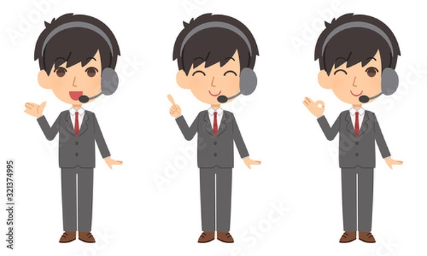 Fototapeta オペレーター男性とふきだしセット