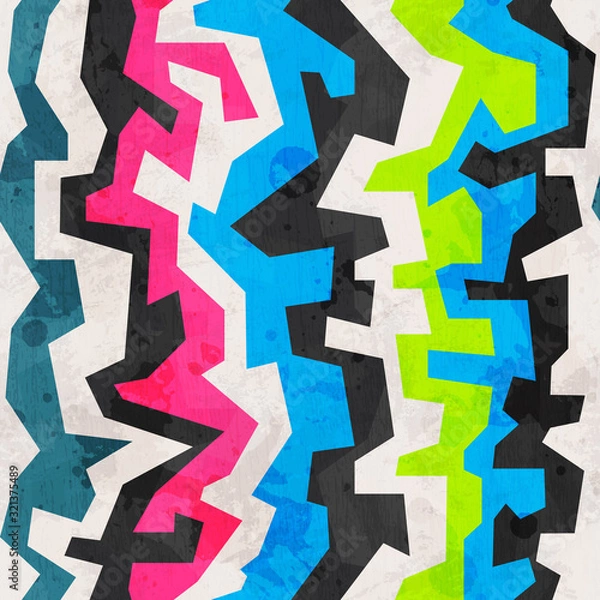 Fototapeta abstract colored geometric grunge seamless pattern
