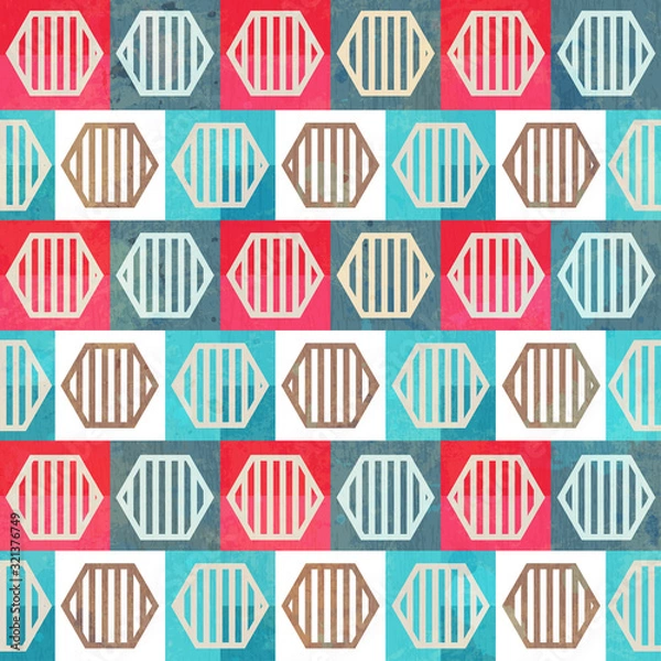 Fototapeta colored geometric seamless pattern with grunge effect