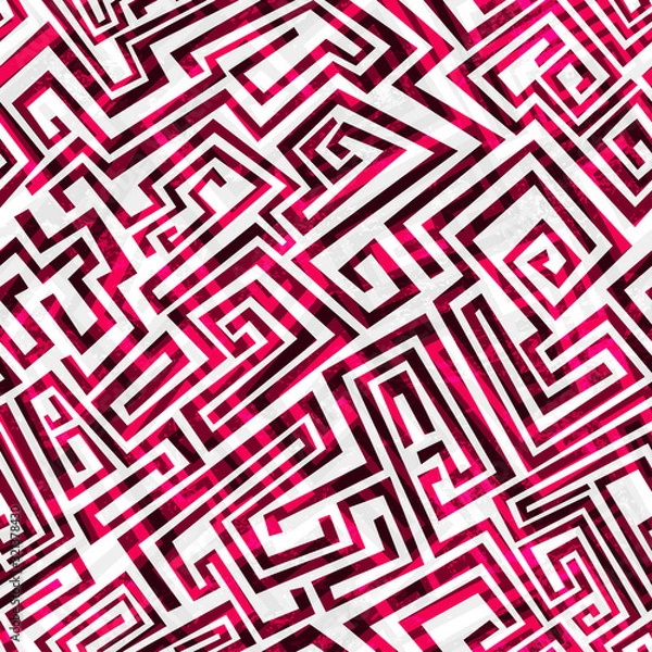 Fototapeta red maze seamless pattern