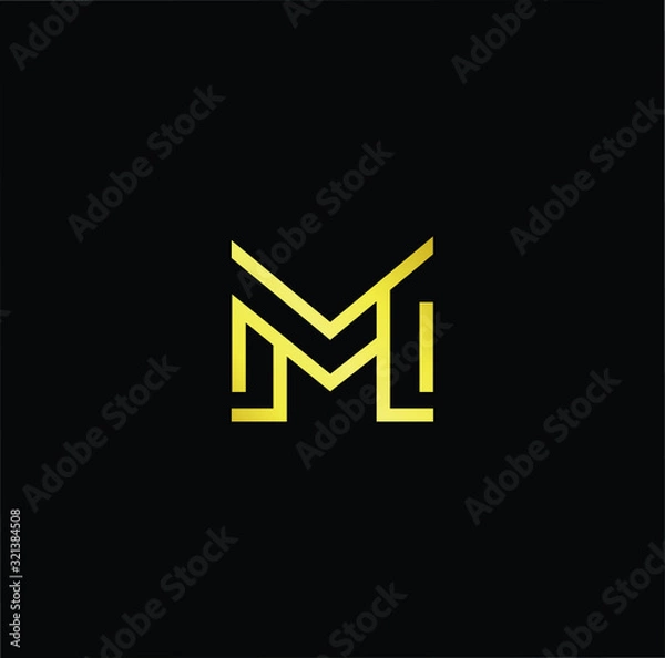 Fototapeta Outstanding professional elegant trendy awesome artistic black and gold color M MM initial based Alphabet icon logo.