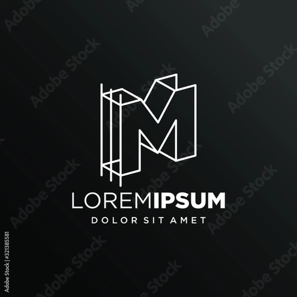 Obraz Initial Letter M with Architecture Graphic Logo Design