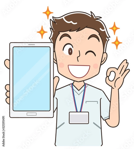 Fototapeta 看護師 男 ナース マンガ イラスト