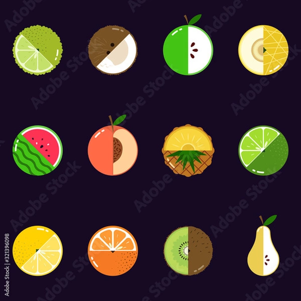 Fototapeta Fruits diversely oriented seamless vector pattern isolated