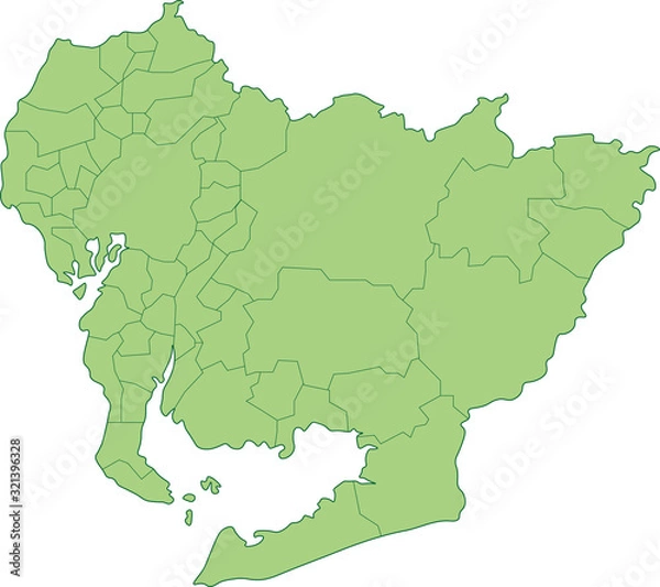 Obraz 愛知県の地図_市町村ごとに色を変えられます