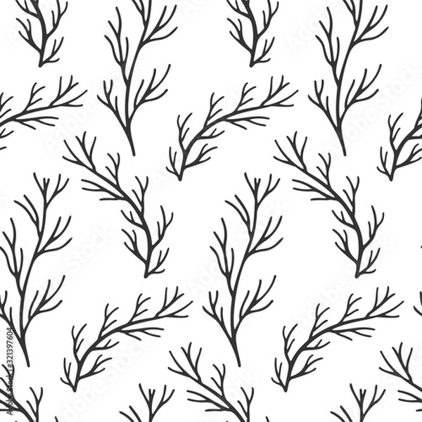 Fototapeta Decorative branches background, foliage vector. Seamless pattern image.