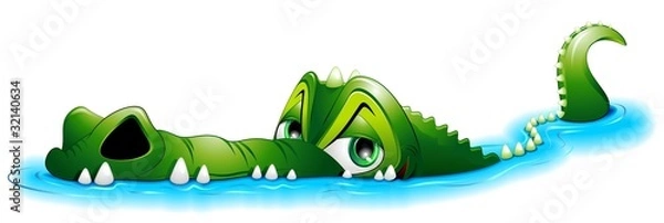 Fototapeta Kreskówka krokodyl w wodzie krokodyl w wodzie wektor