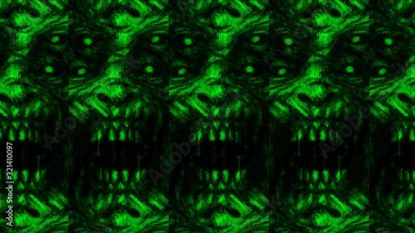 Obraz Scary zombie face pattern on black background.
